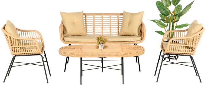 Garten Möbel Sitzmöbel Sofagarnitur Terrasse Tisch Sofa Couchtisch Modern 4tlg.