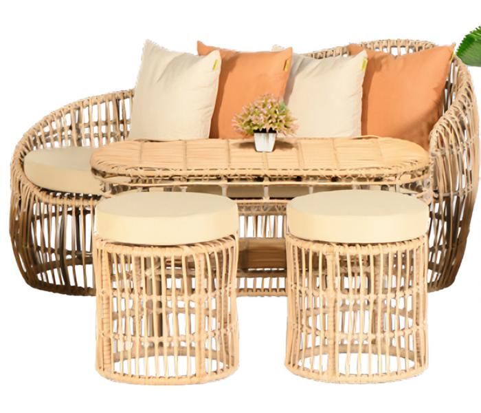 Gartenmöbel Sofagarnitur Sofa Couchtisch Sitzgruppen Veranda Hocker Modern 4tlg.
