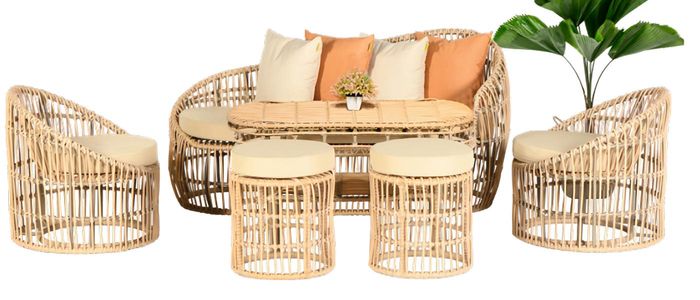 Gartenmöbel Sofagarnitur Tisch Hocker Sessel Veranda Sitzgruppen Esstisch Sofa