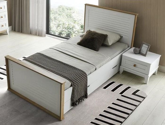Bett Einzelbett Nachttisch Schlafzimmer 2tlg. Modern Luxus Möbel Neu