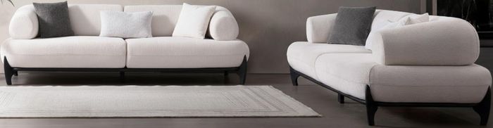 Weißes 3-Sitzer-Sofa Stoffsofa Sofagarnitur Wohnzimmergarnitur 2 Teile
