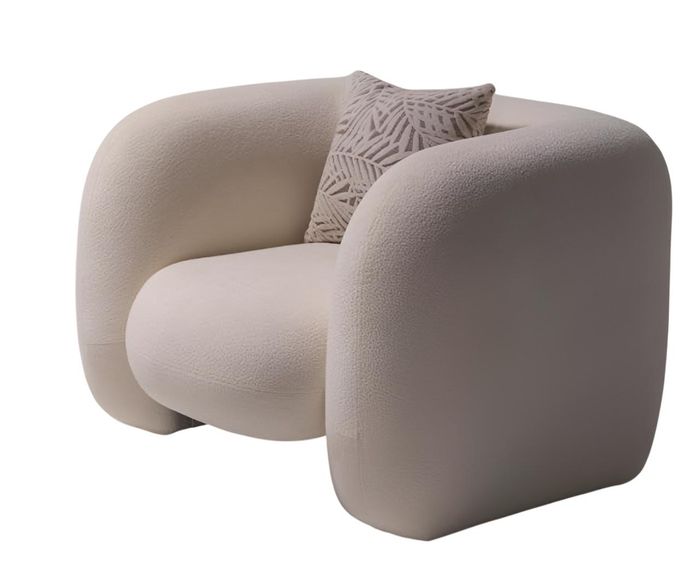 Stilvoller beiger Stoffsessel weicher Sessel Designersessel Wohnzimmermöbel