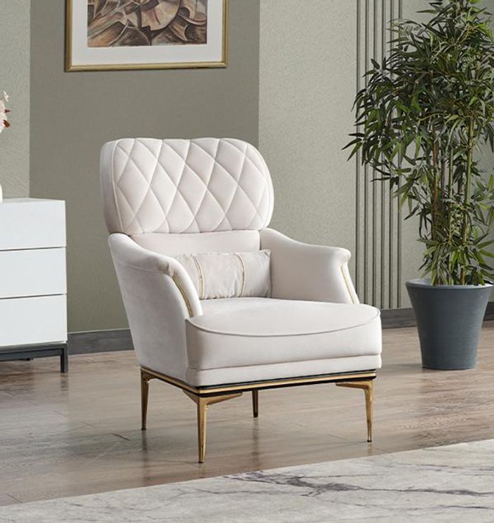 Sessel Sitzer Design Wohnzimmer Polster Holz Polster Moderne Luxus Weiß Möbel