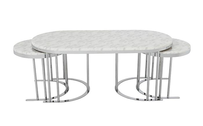 Set 3x Couchtisch Weiß Kaffeetisch Beistelltisch Designer Wohnzimmertisch Tische