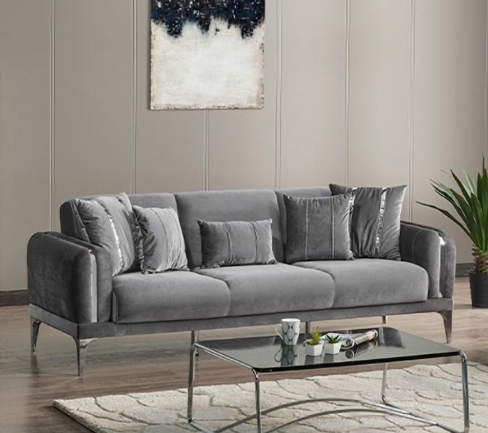Grau Dreisitzer Sofa Lounge Luxus 3-Sitzer Design Couchen Polster Sofas