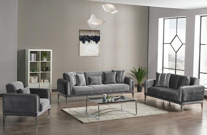 Couch Hochwertig Sofagarnitur 3 2 Sitzer Garnitur Grau Sofa 1 Sitzer Möbel