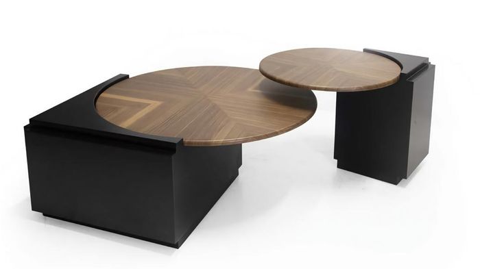 Moderner Couchtisch 2x schwarze Luxusmöbel stilvoll fürs Wohnzimmer neues Design