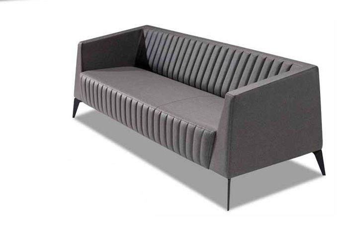Sofa 3 Sitzer Polstersofa beige Leder Sitz Design Couch Sofas Büro Möbel