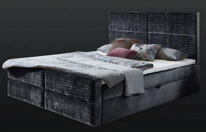 Luxus Doppelbett 180cm Schlafzimmer Bett Moderne Möbel Holz Grau Qualität