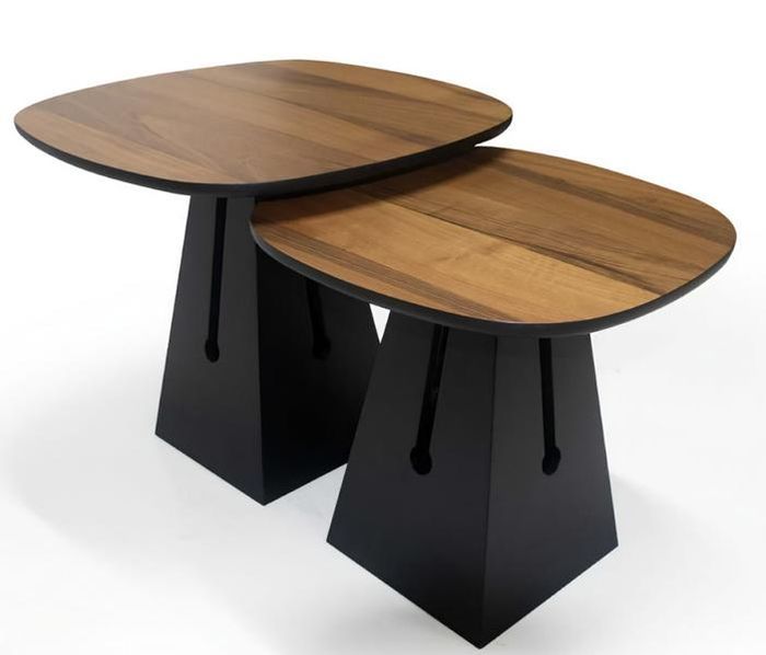 Set 2x Couchtische runde Designer Kaffeetische stilvolle Beistelltische