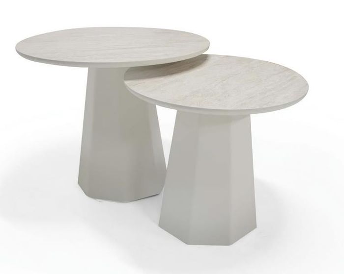 Designer Couchtisch Set 2x runde Tische Holz modern stilvolle Möbel Wohnzimmer