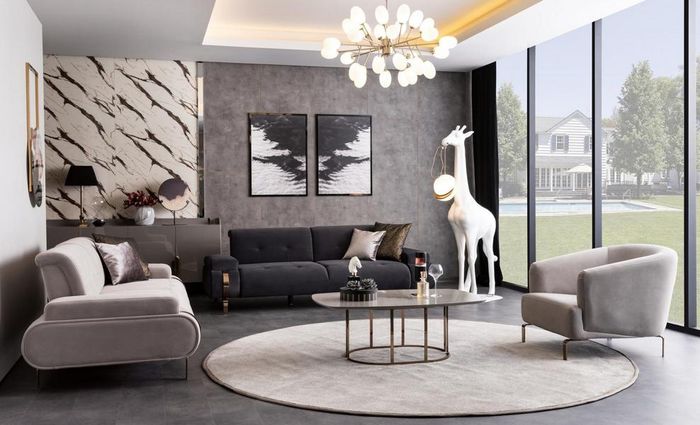 Wohnzimmer 2x Sofas 3 Sitzer Sessel Couchtisch Couchgarnitur Sofa Set