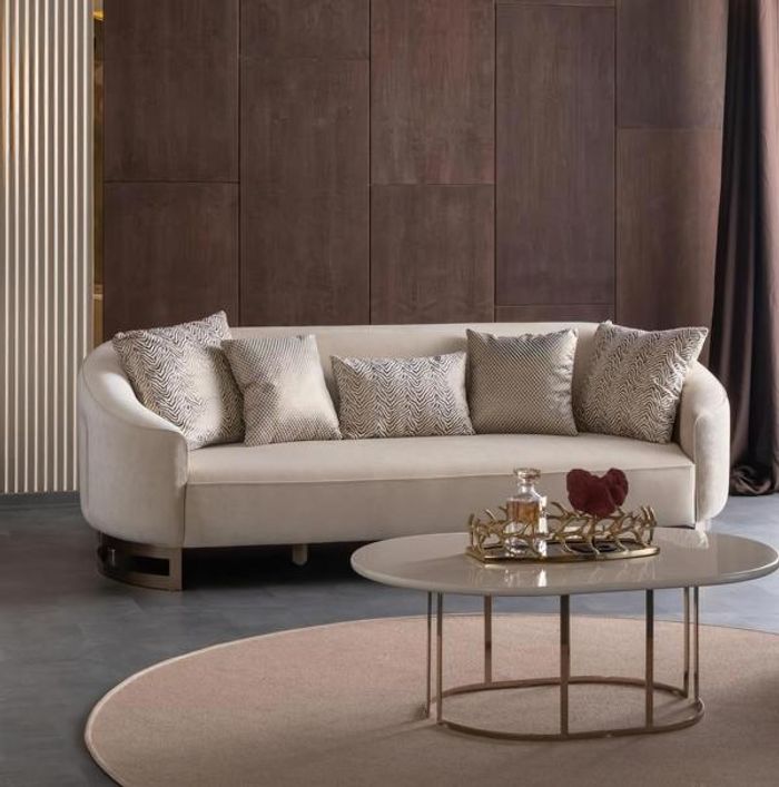 Luxus Sofa 3 Sitzer Couchtisch Couch Polstersofa Edelstahl Wohnzimmer
