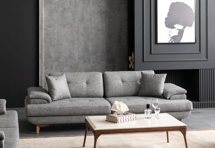 Sofa 3 Sitzer Couch Stoffsofa Sitzcouch Sitzmöbel Polstersofa Mit Kissen