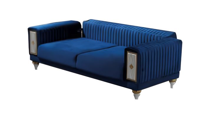 Wohnzimmer Dreisatzsofa 3-Sitzer Sofa Polster Möbel Stoff Blau Modern Couch