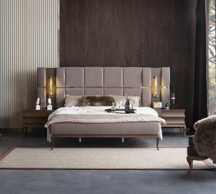 Schlafzimmer Bett Nachttische Verspiegelt Doppelbett Mit Beleuchtung