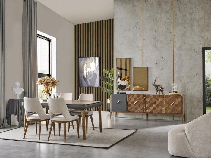 Garnitur Essgruppe Esszimmer Esstisch Luxus Stühle Essecke 6tlg Braun