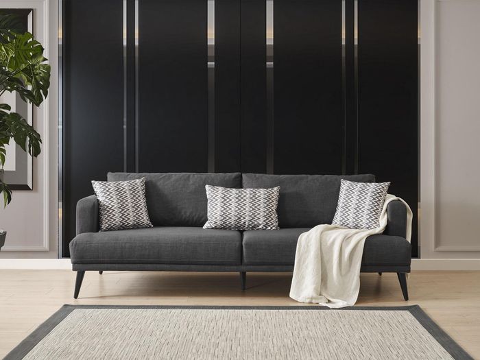 Viersitzer Sofa 4 Sitzer Sofas Stoff Grau Modern Sitzer Wohnzimmer Neu