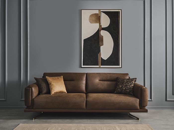 Viersitzer Sofa 4 Sitzer Sofas Kunstleder Braun Wohnzimmer Luxus