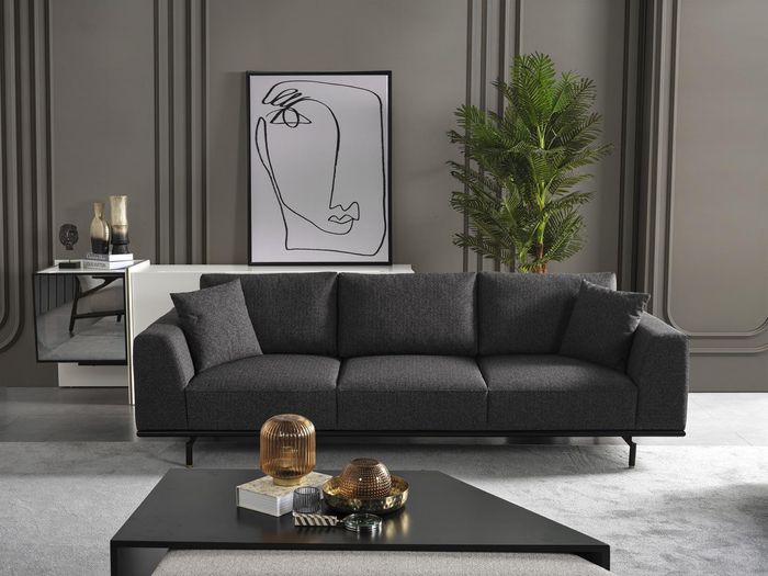 Viersitzer Sofa 4 Sitzer Sofas Modern Grau Design Stoff Polyester Neu