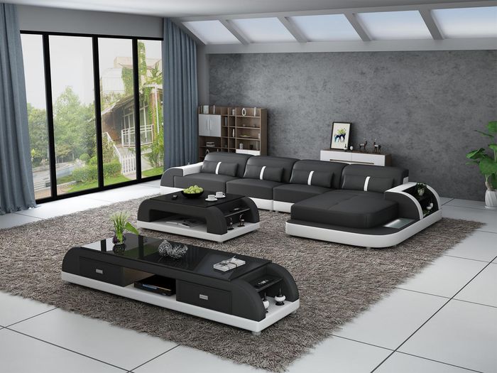 Wohnlandschaft Ecksofa L-Form Sofa Couch Design Couch Leder Modern Polster Neu