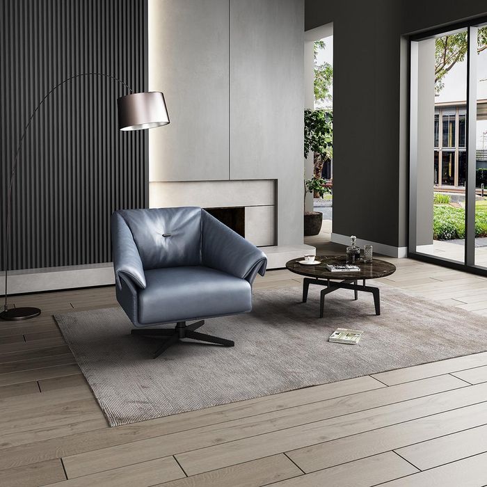 Sessel Design Luxus Relax Club Lounge Einsitzer Polster Stoff Leder Edelstahl