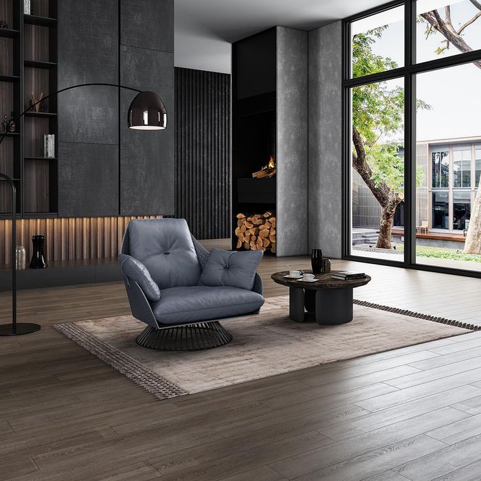 Sessel Design Grau Metall Relax Club Lounge Einsitzer Polster Stoff Leder Neu