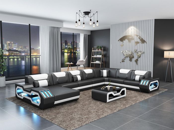 Ledersofa Ecksofa Garnitur Polster U Form Couch Sofa Design Eckgarnitur Sofas