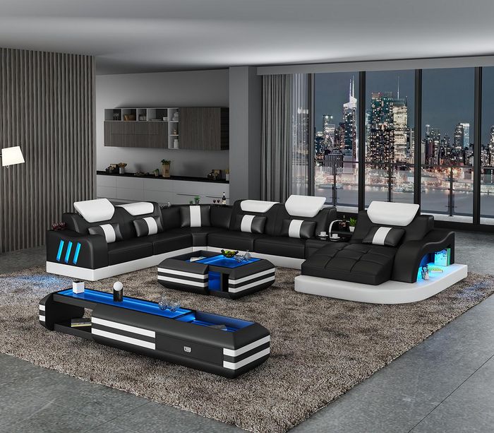 Ecksofa Ausgefallene Wohnlandschaft Polster eckgarnitur couchen sofas usb led