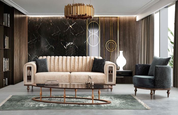Design Modern Couchgarnitur Sofagarnitur Set Wohnzimmer Set 3+1 Sitzer Beige