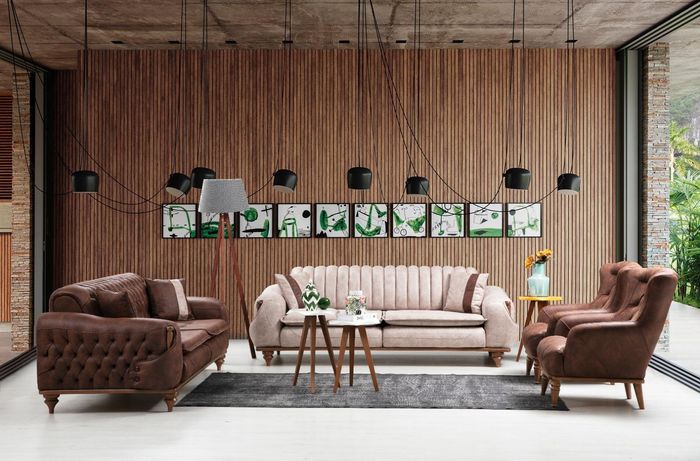 Chesterfield Sofagarnitur Couch Sitzpolster Sofa Couchen Möbel Stoff Textil