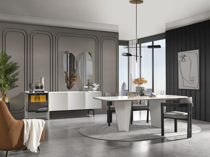 Essgruppe Garnitur Esszimmer Esstisch Luxus Stühle Essecke 9tlg Weiß