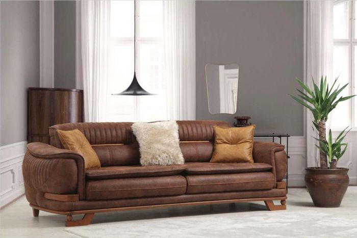 Luxus Dreibettsofa Dreisitzer Sofa 3 Sitzer Sofas Design Wohnzimmer Kunstleder