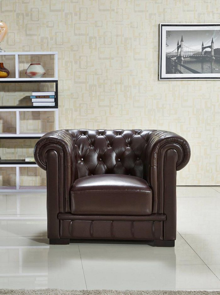 Chesterfield Sessel Fernseh Couch 1 Sitzer Sofa Leder Couchen Polster Leder neu