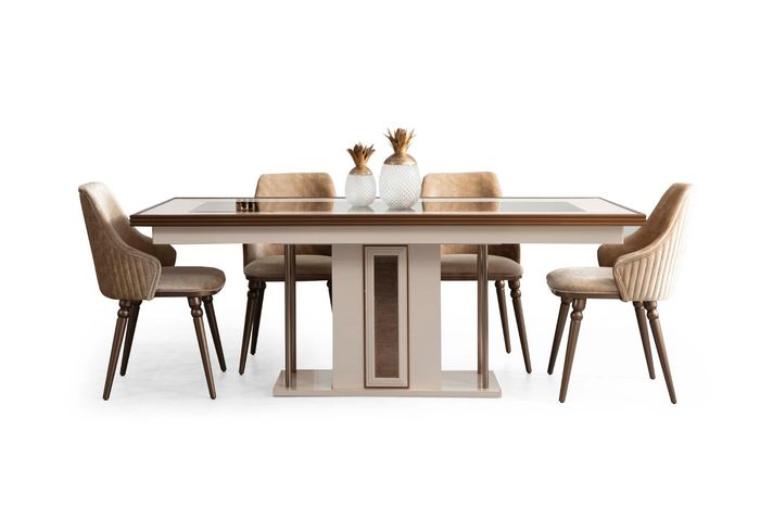 Esszimmer Set 4x Lehnstühle Esstisch Design Möbel Essgruppe Stuhl 5tlg.