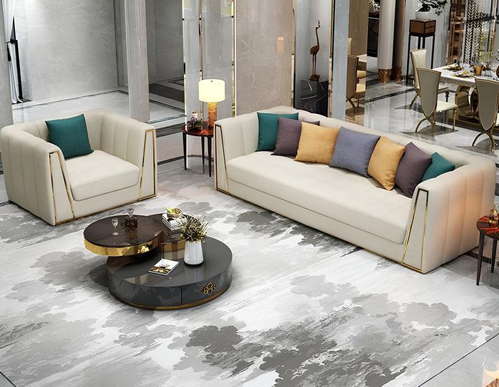 Edelstahl Exklusive Design Möbel 31 Sitzer Hocker Couch Polster Garnitur 3tlg