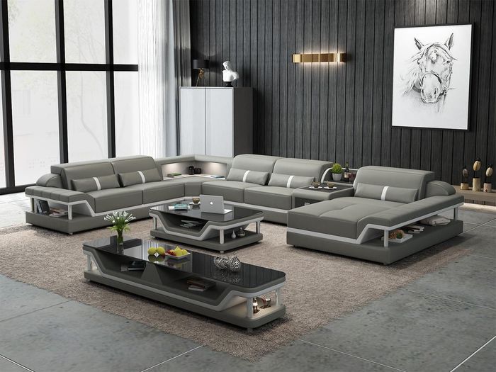 Wohnlandschaft U Form Ecksofa Couchtisch Sideboard Design Wohnlandschaft 3tlg