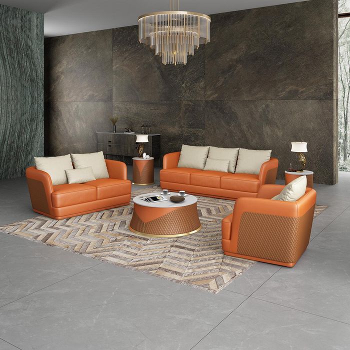 Luxus Sofa Design Couch Polster Moderne Sofas 3 Sitzer Dreisitzer orange big xxl