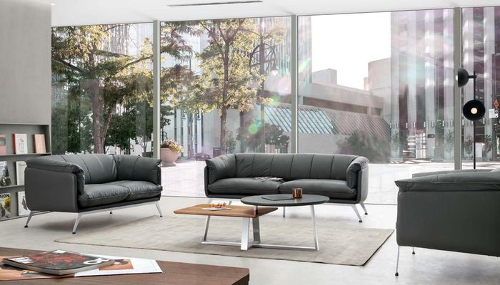 Kunstleder Sofa Set in Beige Modern Elegant Wohnzimmermöbel