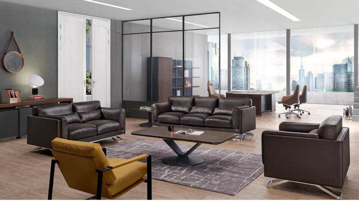 Elegantes schwarzes Kunstleder-Sofa im modernen Stil