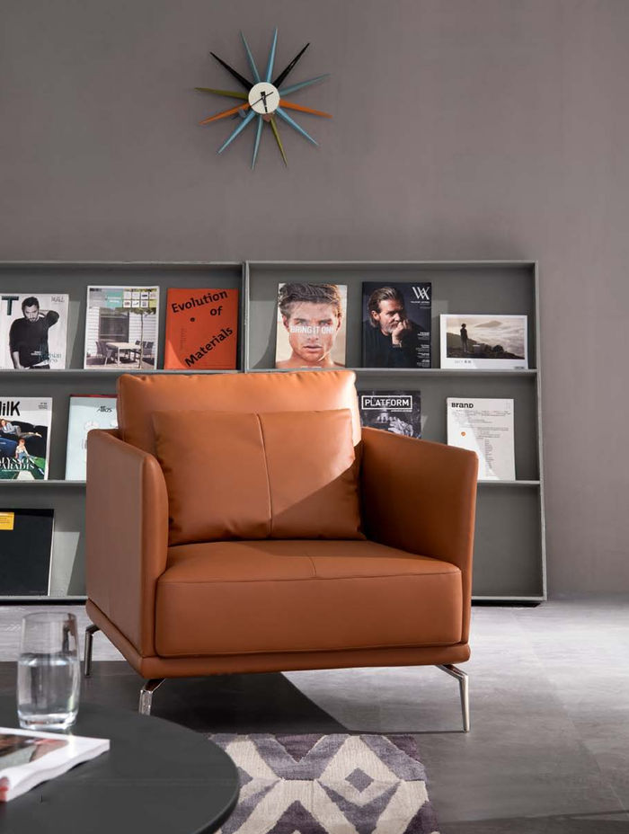 Leder Sessel in Schwarz mit modernem Design