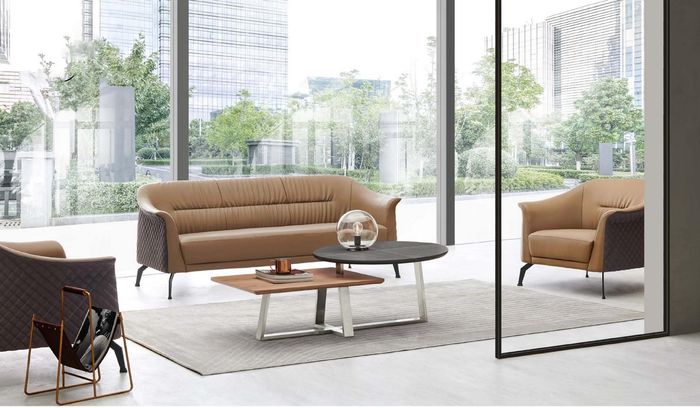 Kunstleder Sofa-Set in Dunkelbraun modern und komfortabel