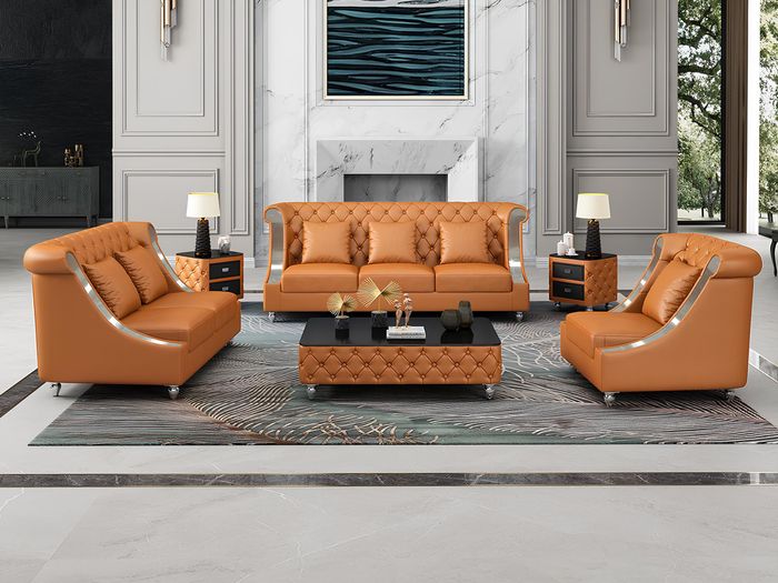 Moderne Sofa Couch 3 Sitzer Chesterfield Ledersofa Dreisitzer Couchen Sofas Neu