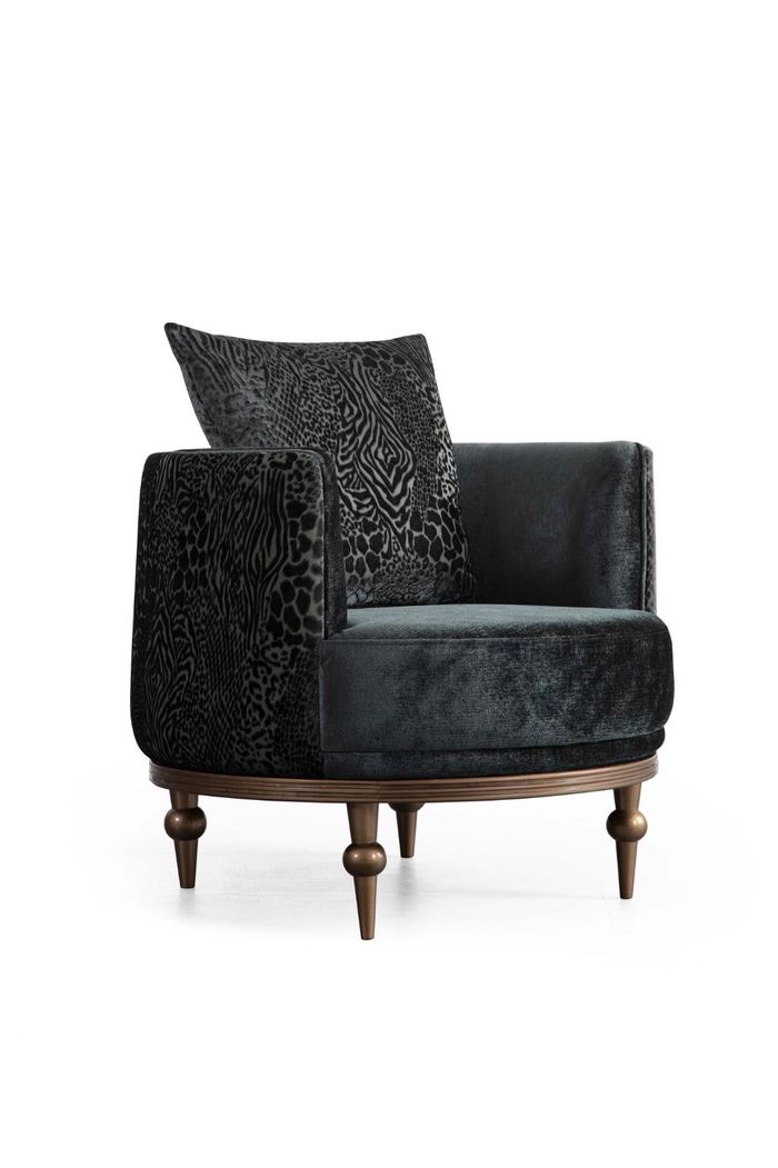 Rund Sessel Luxus Polster Design Textil 1 Sitzer Einsitzer Möbel Möbel