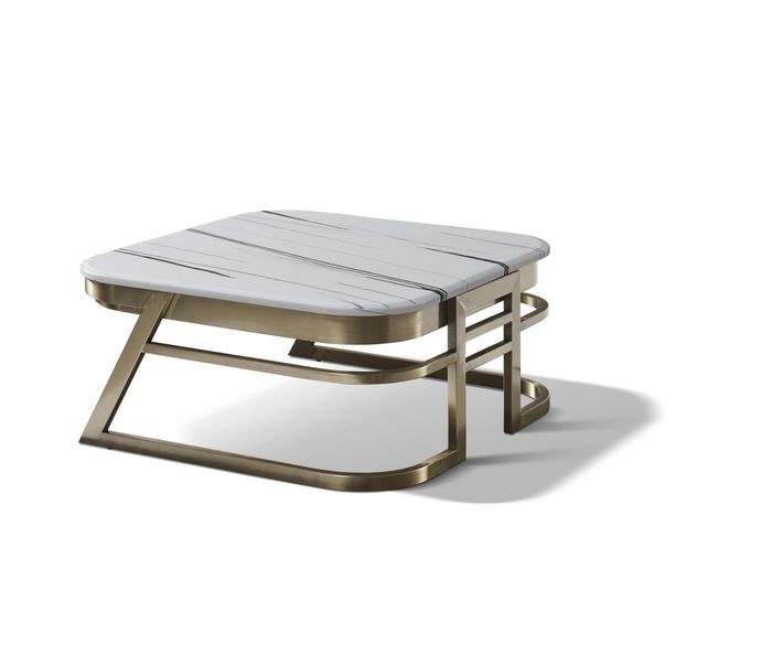 Holz Couchtisch in Natur mit Edelstahl, modernes Design