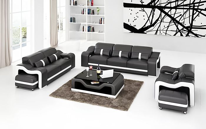 Sofagarnitur 321 Sitzer Ledersofa Modernes Sofa Wohnlandschaft Designer Sofa Neu