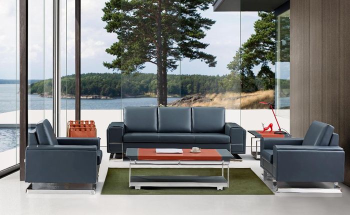 Kunstleder Sofa Set in Schwarz modern und elegant