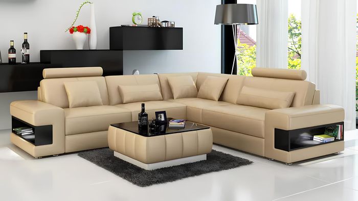 Design Ecksofa Wohnzimmer Möbel Moderne Eckcouch Lederpolster Couch Sofa L Form