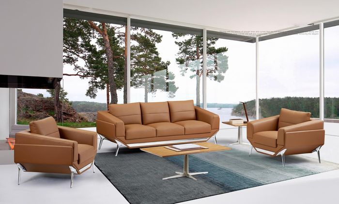 Moderner schwarzer Leder-Couchtisch mit Edelstahl-Design