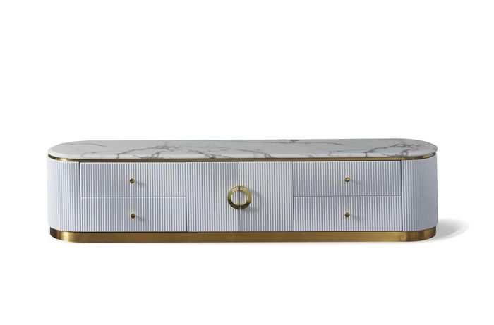 Holz Sideboard in Natur mit Edelstahl, modernes Design